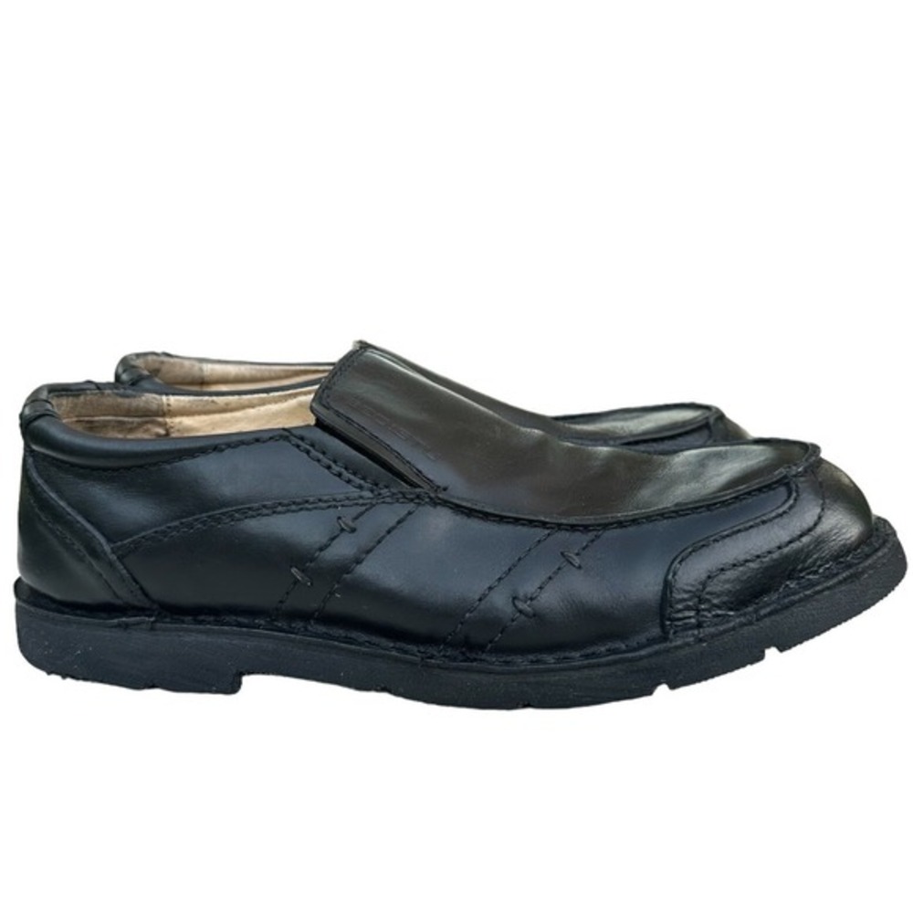 Bed Stu Slip On Loafer Mens 10.5 Black‎ Leather Moc Toe Rugged Casual Shoes